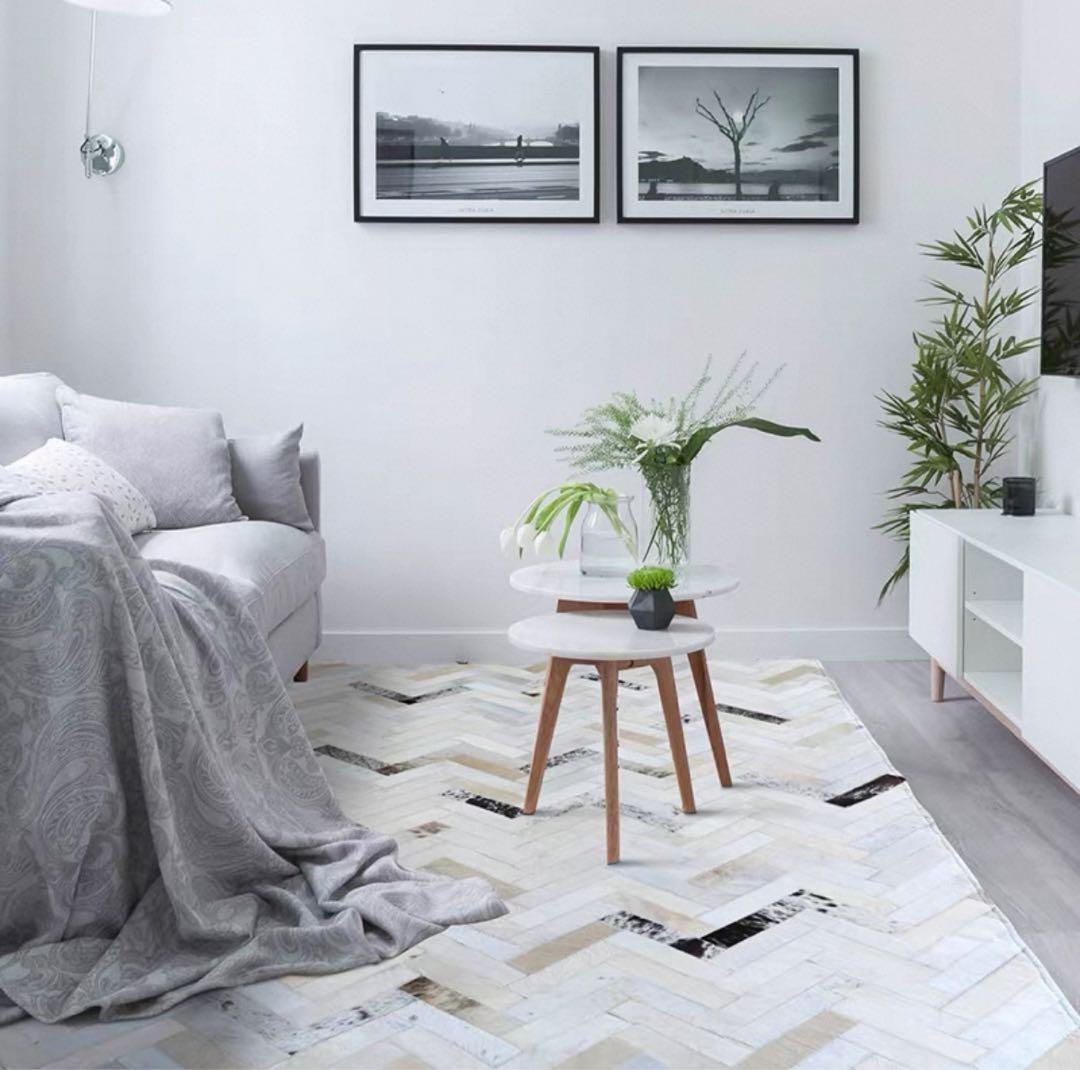 北欧モダン 手工パッチワーク牛革カーペット 160×230cm