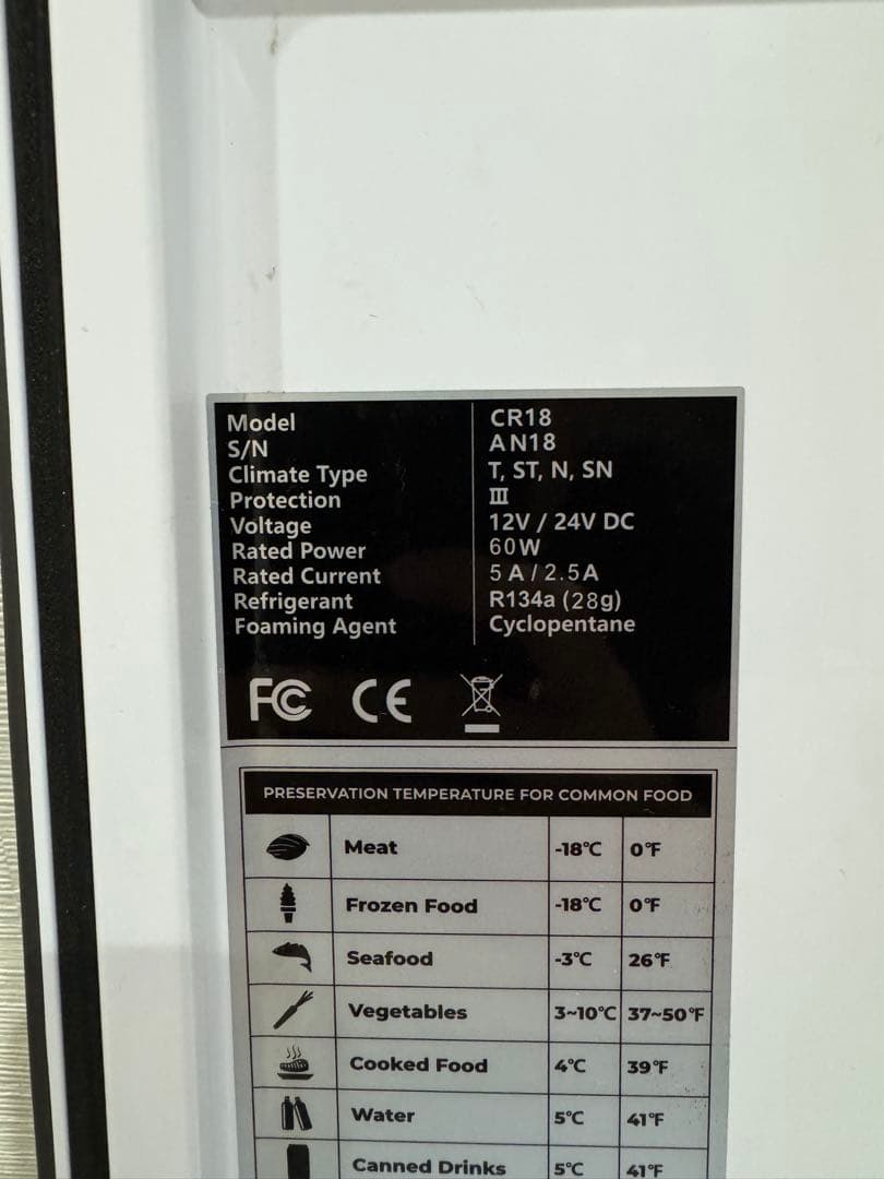 F40C4TMP 車載冷蔵庫 18L ポータブル冷蔵庫