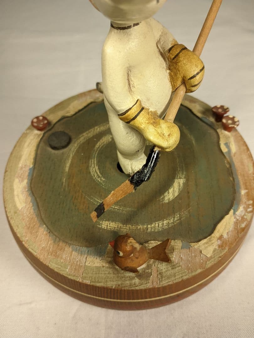 希少品 アンリ社製 ANRI スヌーピー アイスホッケー 木彫り人形オルゴール