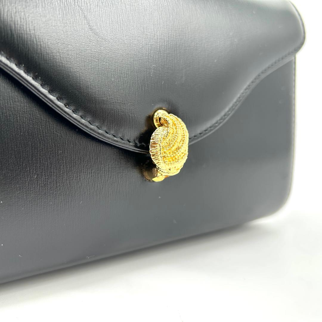 濱野皮革工藝 hamano ハンドバッグ フォーマルバッグ ブラック 黒　レザー