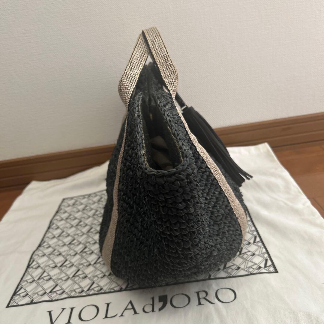 本日限定お値下げ　ヴィオラドーロ　ナチュラル　かごバッグ　タッセル　保存袋付き