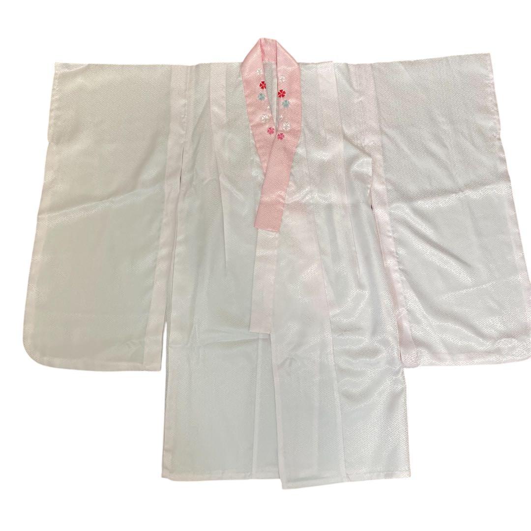 3歳七五三 着物セット　女の子 ピンク　紫　ストライプ　花柄刺繍　小町kids