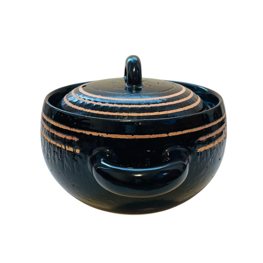 未使用 長谷園 伊賀土鍋 カレー鍋 黒らく 7号 土鍋 伊賀焼