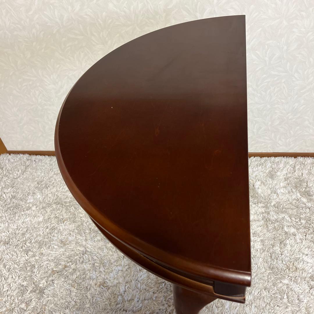 きつねうどん様コンソールテーブル引き出し付き　猫脚ハーフムーン半円花台