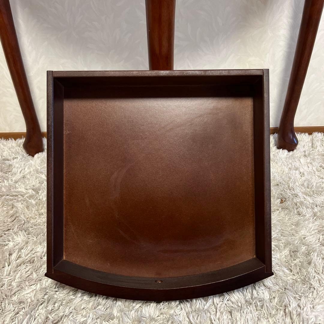 きつねうどん様コンソールテーブル引き出し付き　猫脚ハーフムーン半円花台