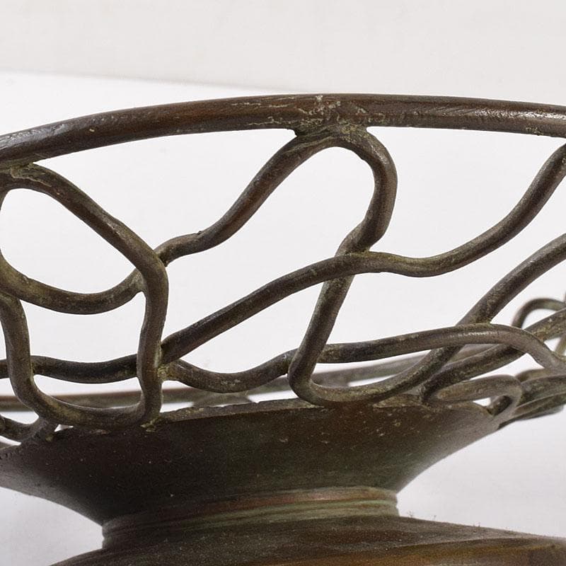 金工師　加茂霊峰造　蝋型鋳銅　果物器　盛器　共箱　M　R8054