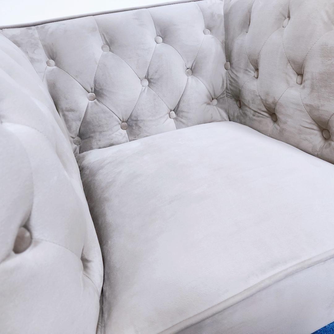 【高級】ⅬOWYA ロウヤ 1人掛けソファ ベルベット調　エレガント グレー