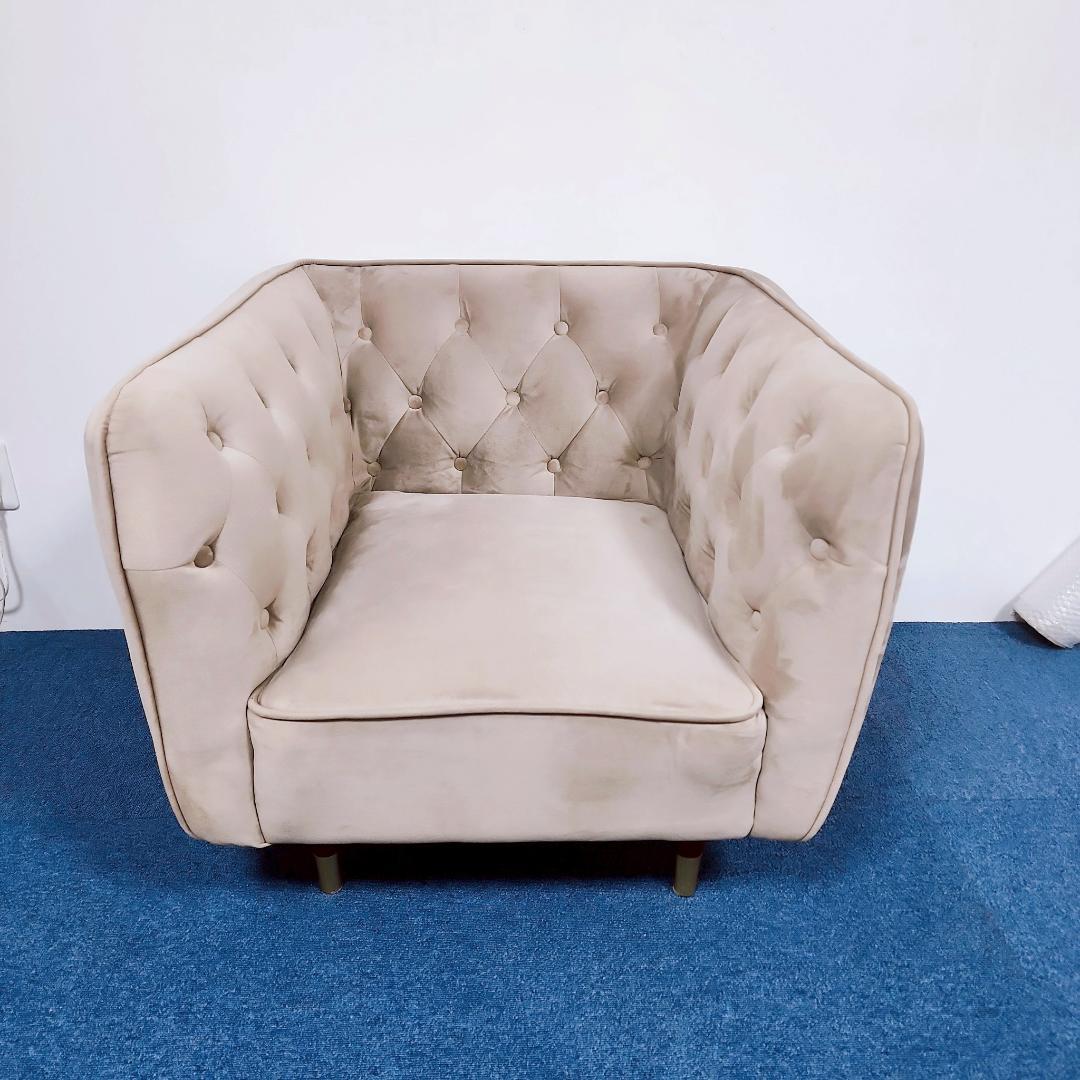 【高級】ⅬOWYA ロウヤ 1人掛けソファ ベルベット調　エレガント グレー