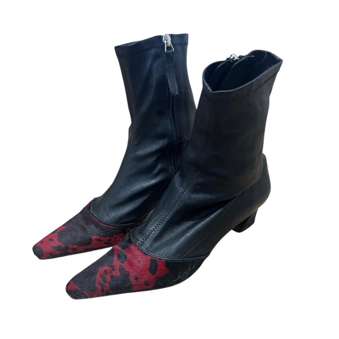 Acne studios ショートブーツ　ハラコ　レザー