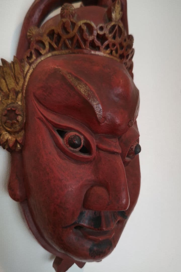 清朝の儀式用仮面、関羽、アンティーク