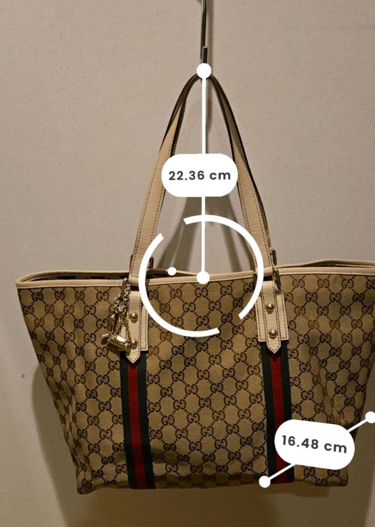 GUCCI GGキャンバス　シェリーライン　トートバッグ　ホワイト