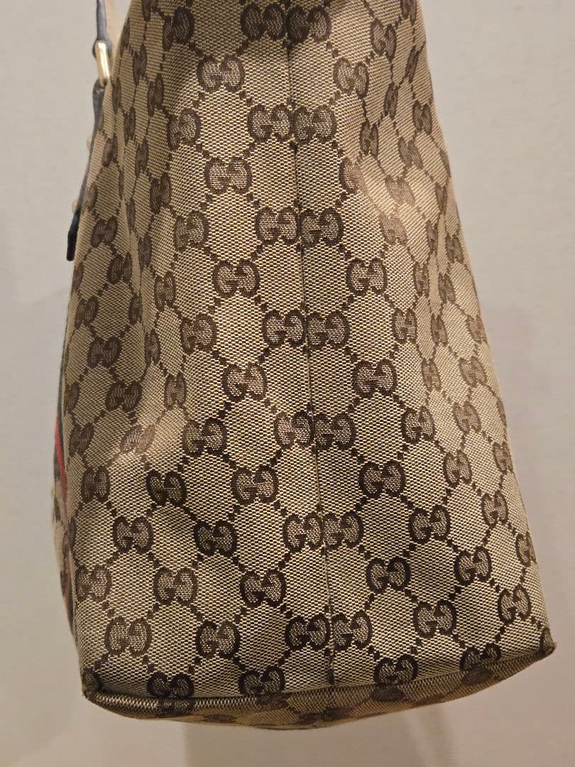 GUCCI GGキャンバス　シェリーライン　トートバッグ　ホワイト