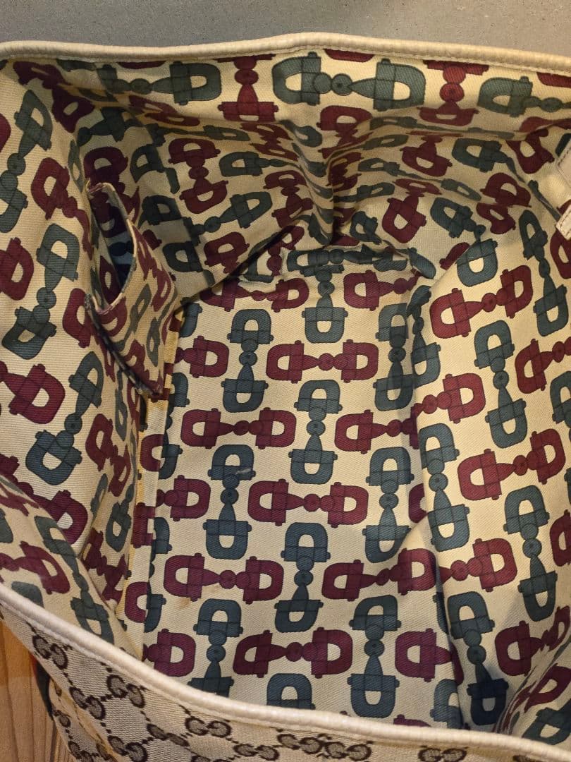 GUCCI GGキャンバス　シェリーライン　トートバッグ　ホワイト