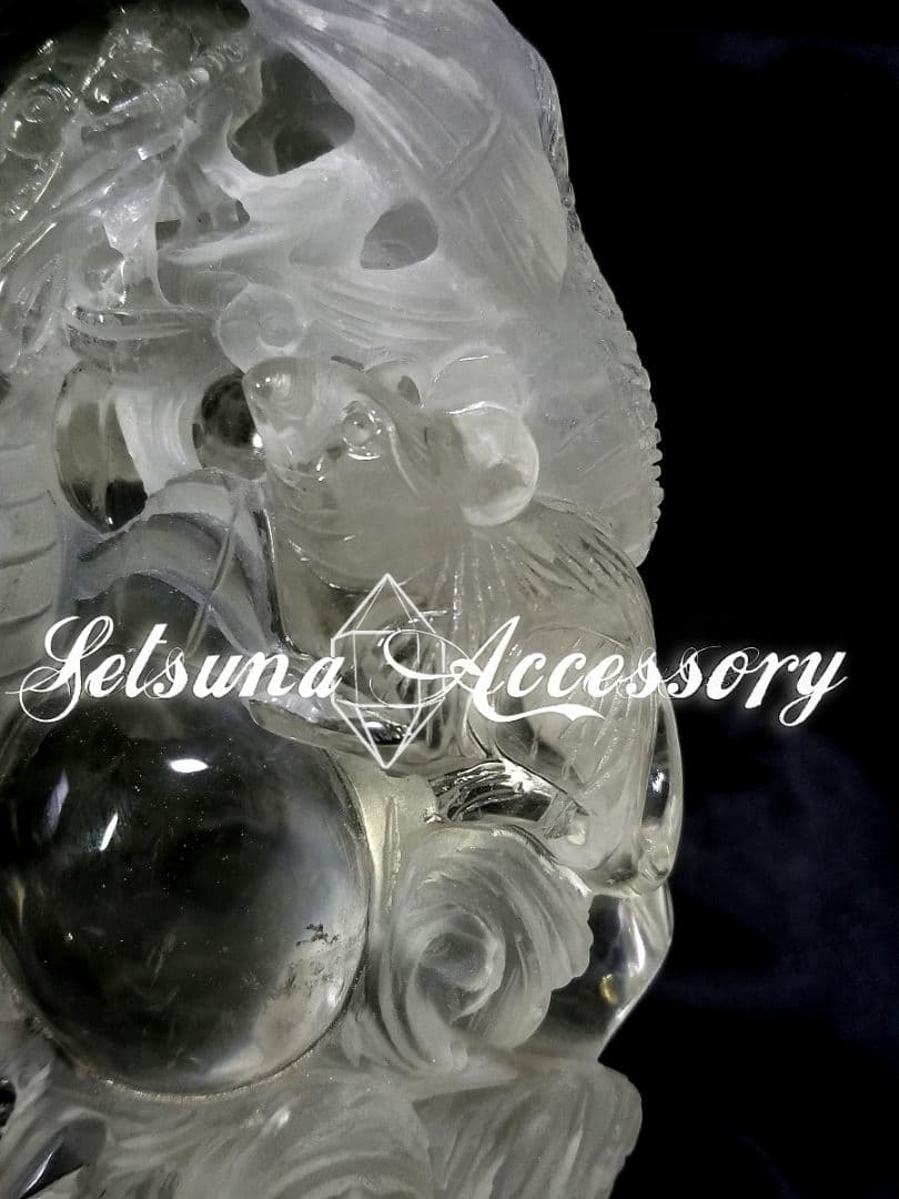 【超希少】モスアゲート、水晶、共生彫刻