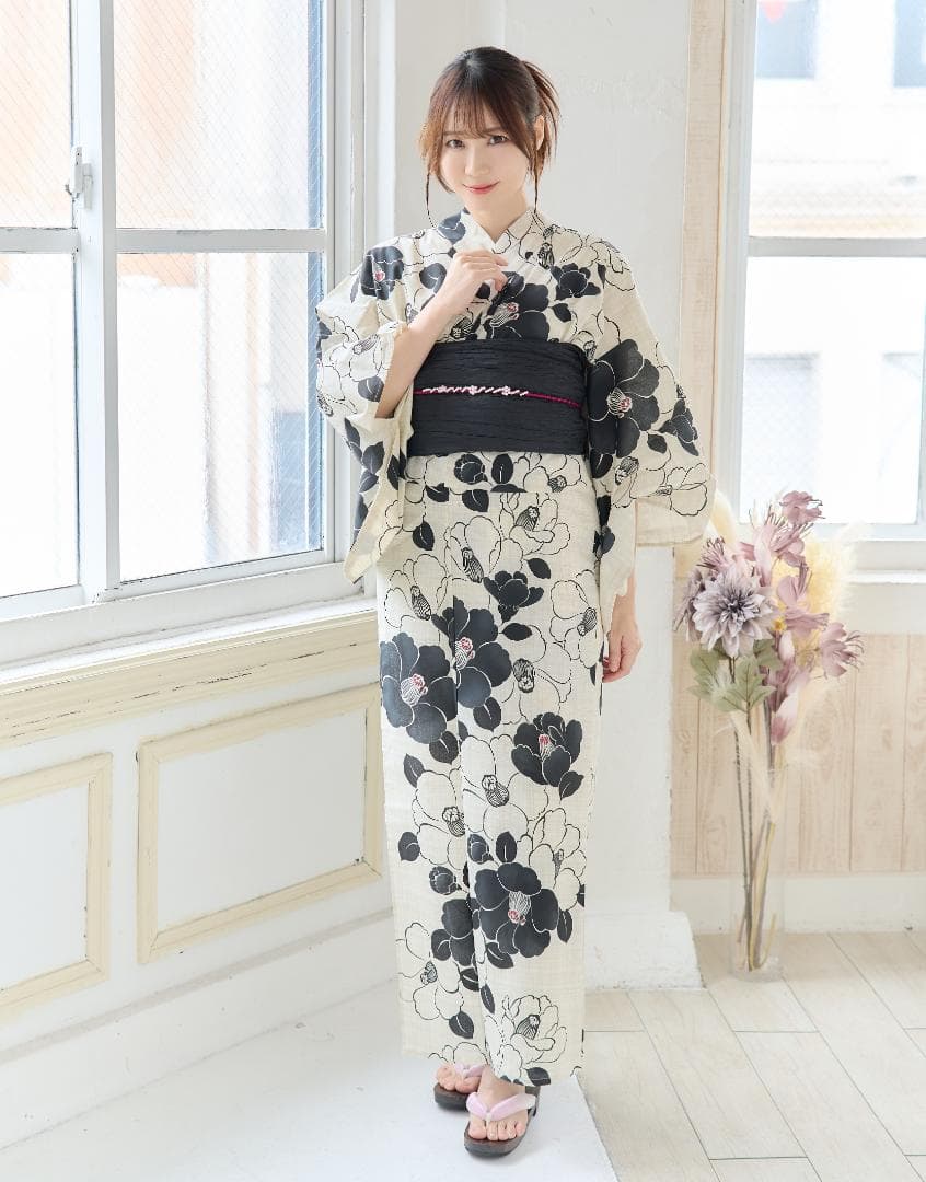 新品 浴衣 セット 浴衣セット ゆかた 大人 レディース 白 黒 Y4-57