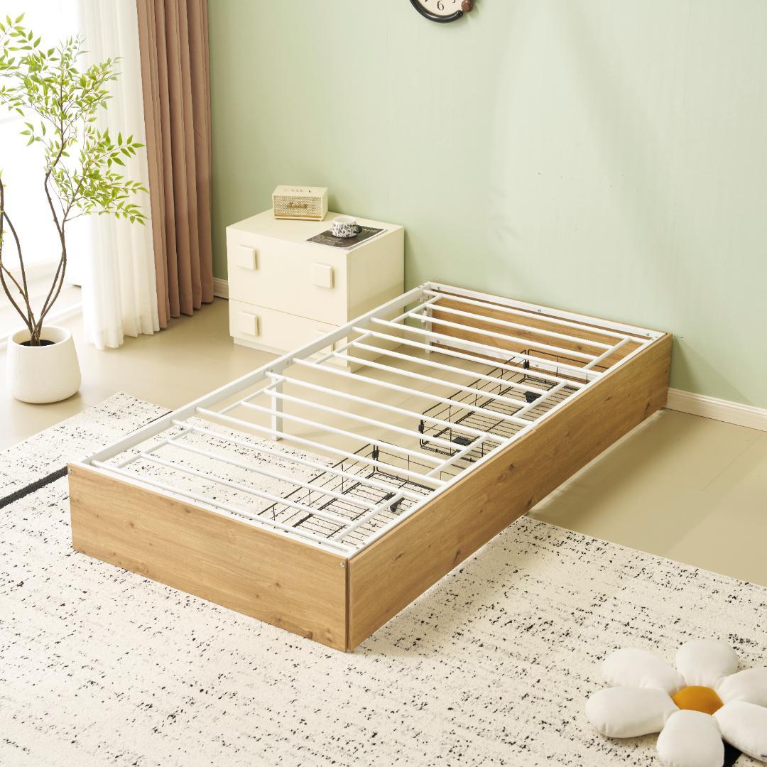 タイムセール！パイプベッド　折りたたみ可能　引き出し付き　省スペース　WHITE