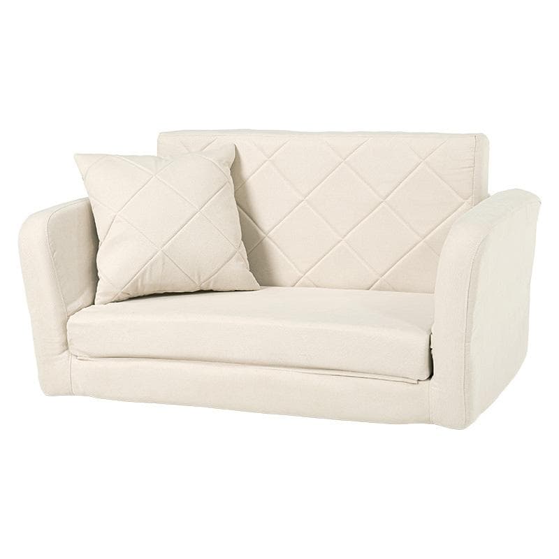 肘リクライニングコンパクトソファベッド アイボリー[8386]