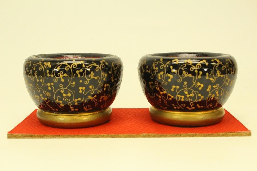 ミニチュア 古い 雛道具 木製 茶道具揃 火鉢一対(ZE358)