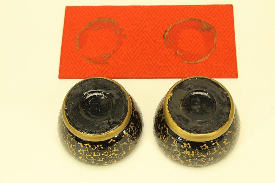 ミニチュア 古い 雛道具 木製 茶道具揃 火鉢一対(ZE358)