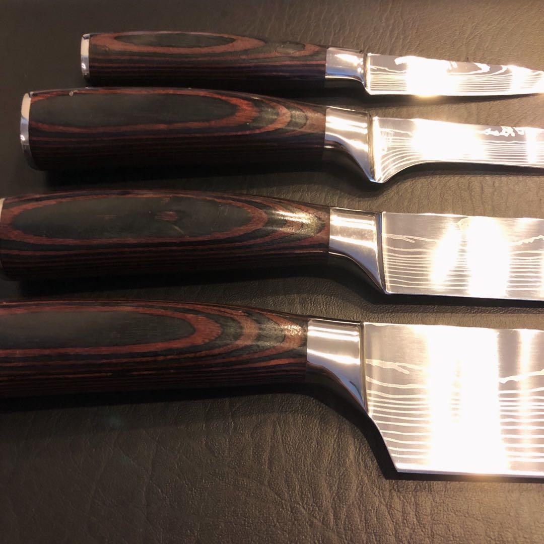 新品　高級三徳包丁　シェフナイフ　ダマスカス　包丁　フルーツナイフ　4本セット