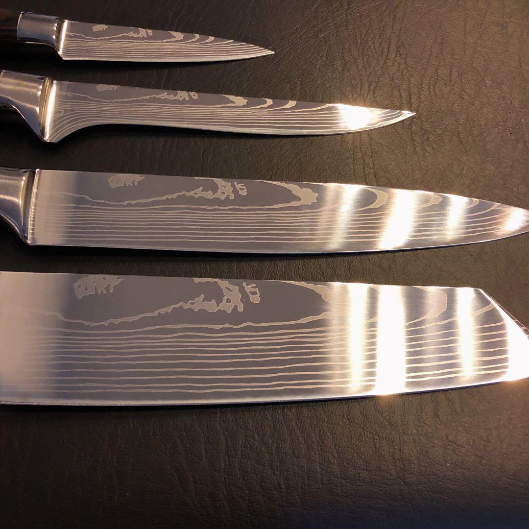 新品　高級三徳包丁　シェフナイフ　ダマスカス　包丁　フルーツナイフ　4本セット