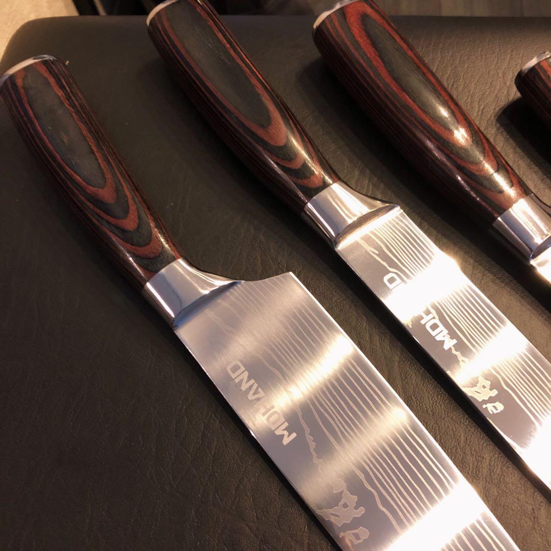 新品　高級三徳包丁　シェフナイフ　ダマスカス　包丁　フルーツナイフ　4本セット