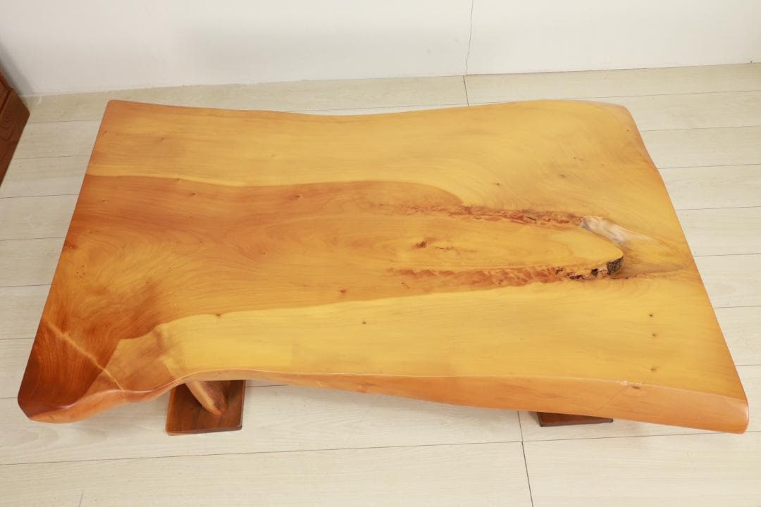 店頭展示品　１枚板　欅　無垢材　和モダン　ローテーブル　天厚5.1㎝　BJ139