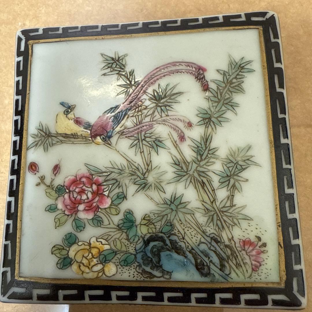 大清道光年製 粉彩香盒 文房用具