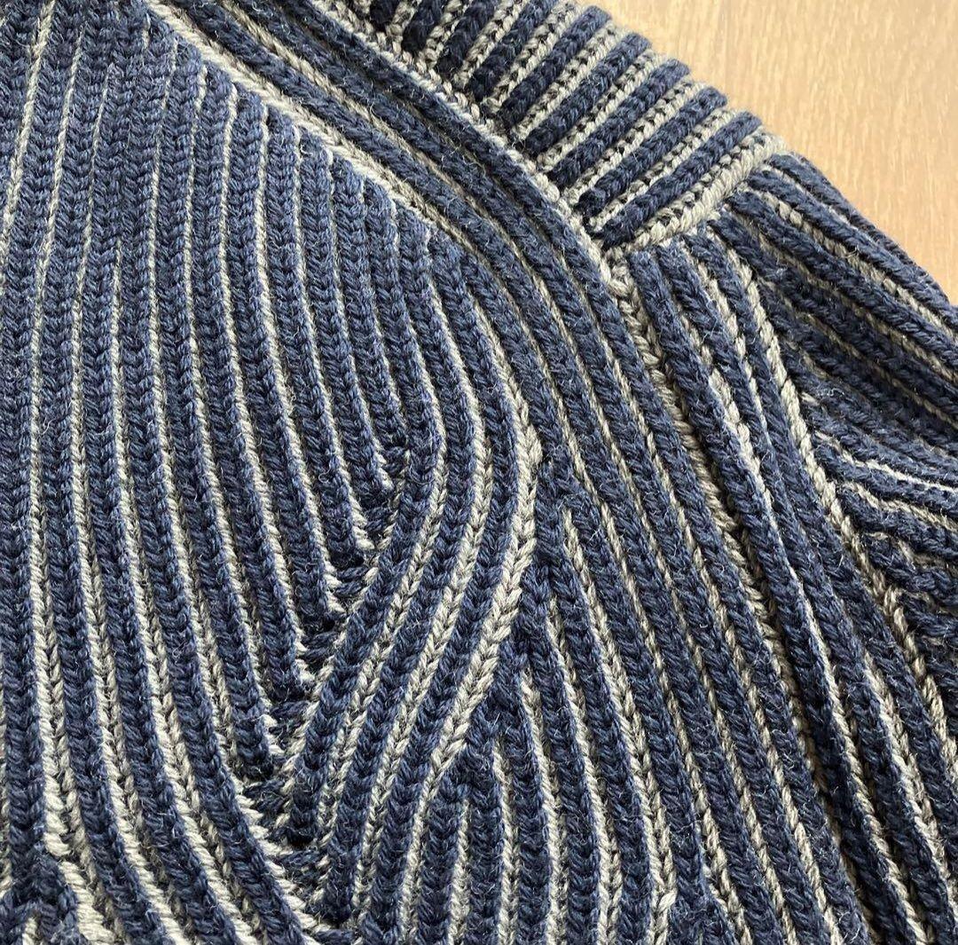 極暖 ENPORIO ARMANIストライプ ハーフジップセーター XL