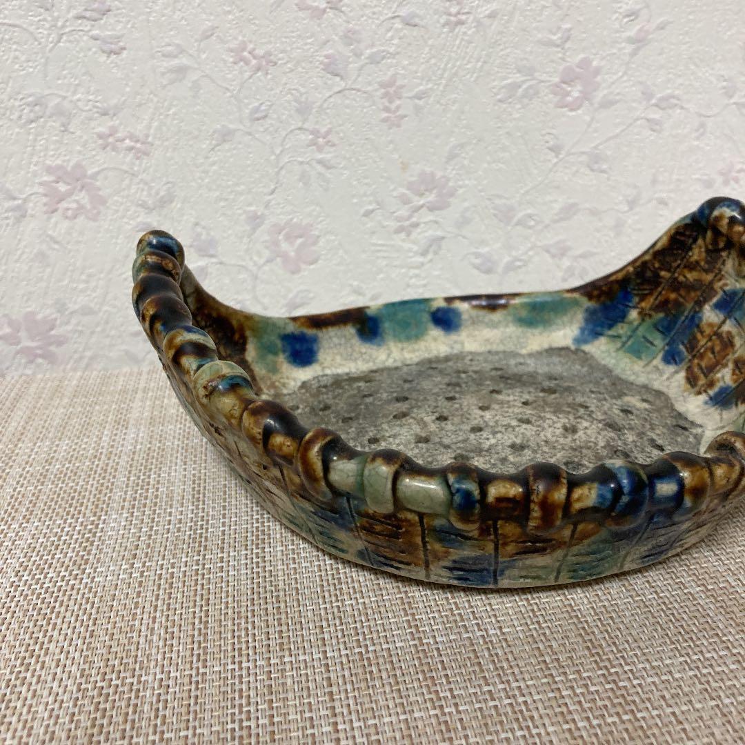 越前文山★彩色★竹箕形鉢★盆栽・山野草