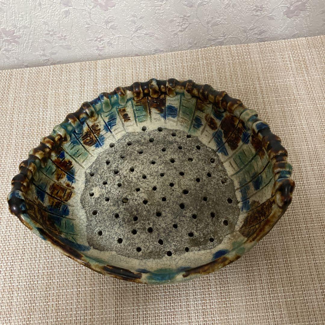 越前文山★彩色★竹箕形鉢★盆栽・山野草