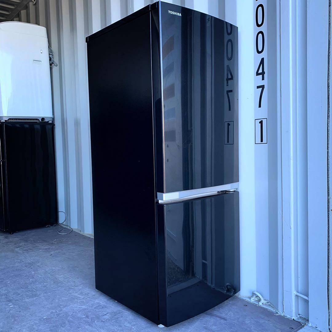 108取付無料！東芝スタイリッシュブラックおしゃれインテリア冷蔵庫！洗濯機