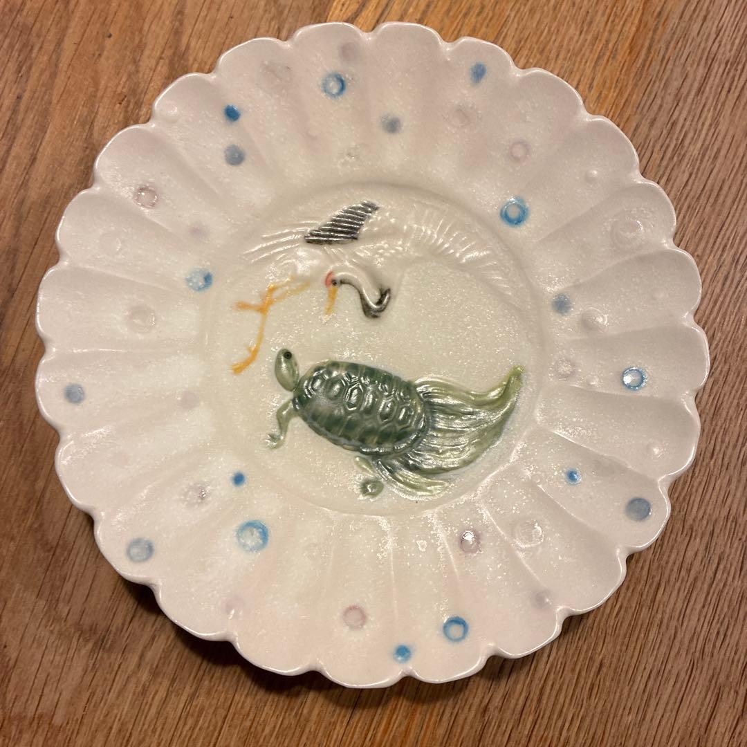 うつわやみたす　亀鶴小皿　2枚セット　バラ売り可