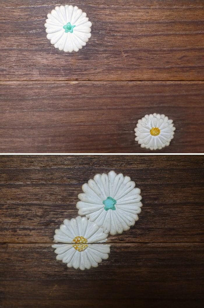 菊置上　二段箪笥　胡粉菊花絵付　典雅で高貴な雰囲気　飾り台　置き床　63.５cm