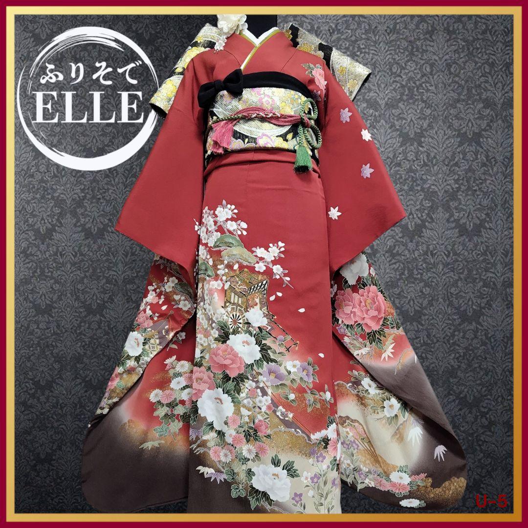 振袖フルセット(6点)・成人式・古典柄・金彩加工・金駒刺繍・胴裏正絹