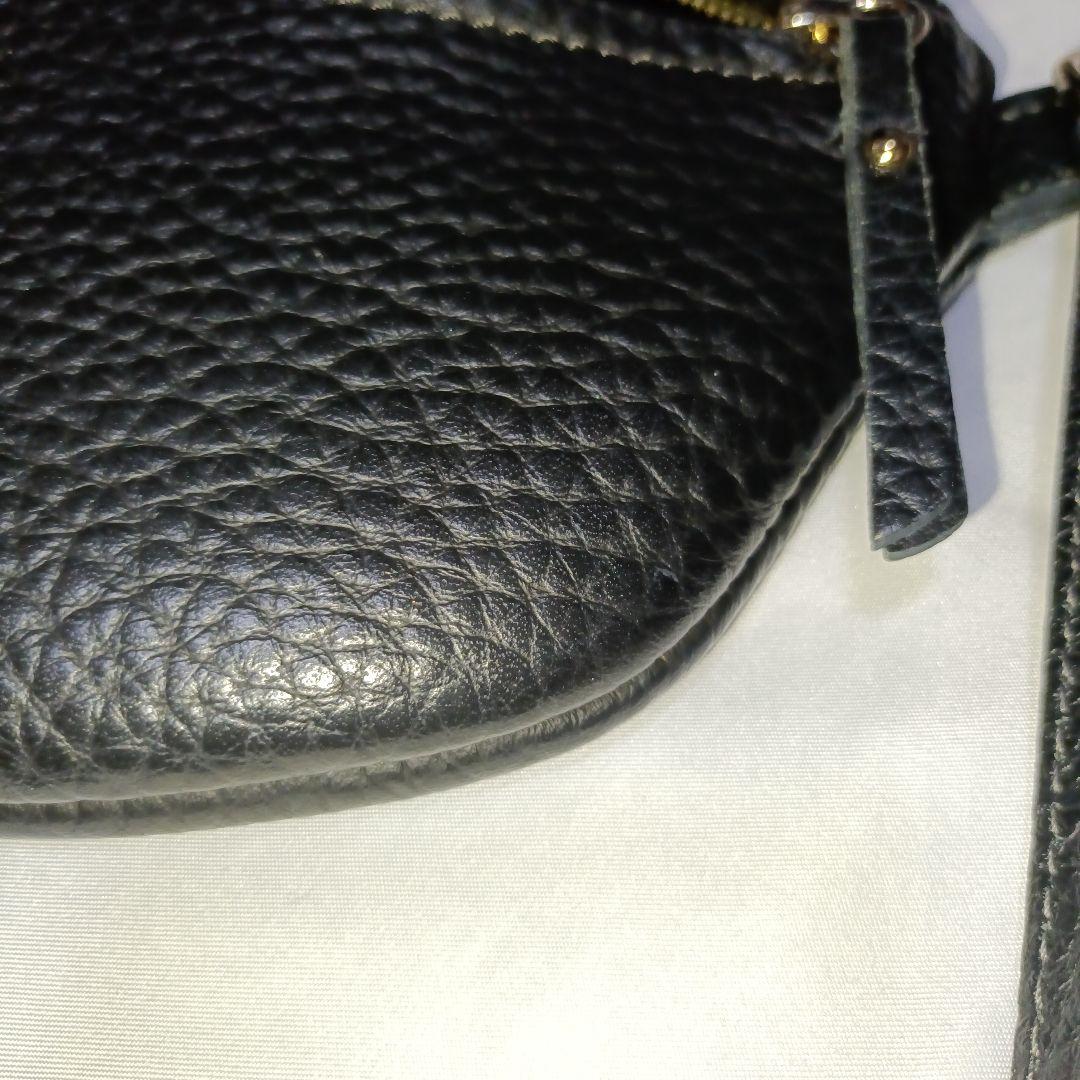 美品■IACUCCI オールレザー ショルダーバッグ　ブラック ウエストポーチ