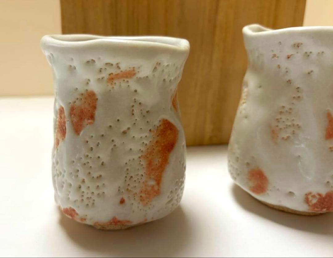 小林武春　白志野　湯呑茶碗　美濃焼　夫婦湯呑茶碗　箱蓋なし　未使用