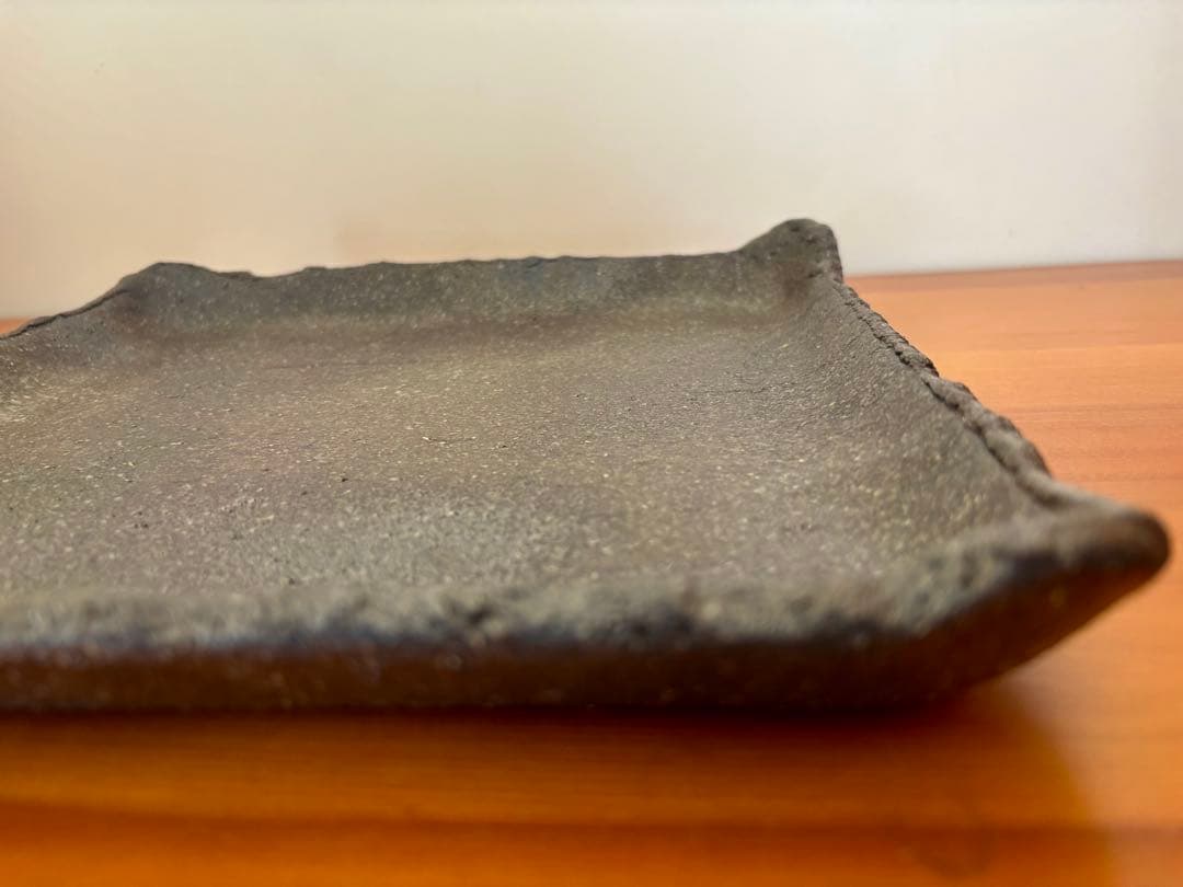 作家陶器 四角大皿 黒