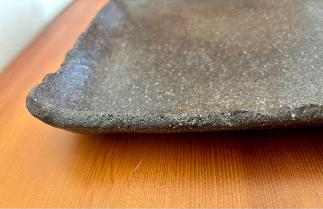 作家陶器 四角大皿 黒