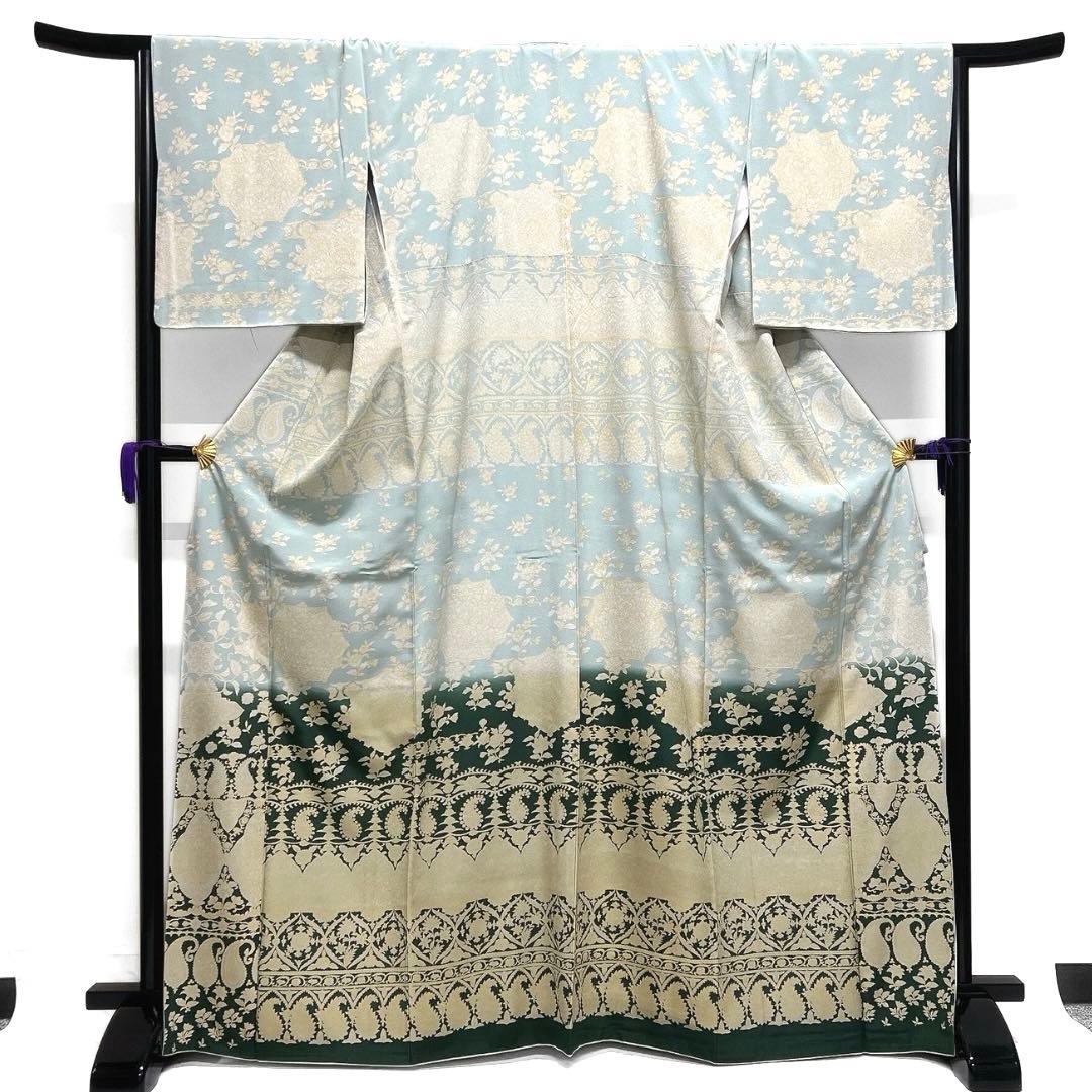 訪問着　金彩　華紋　ペイズリー　唐花　亀甲　着物　122a d