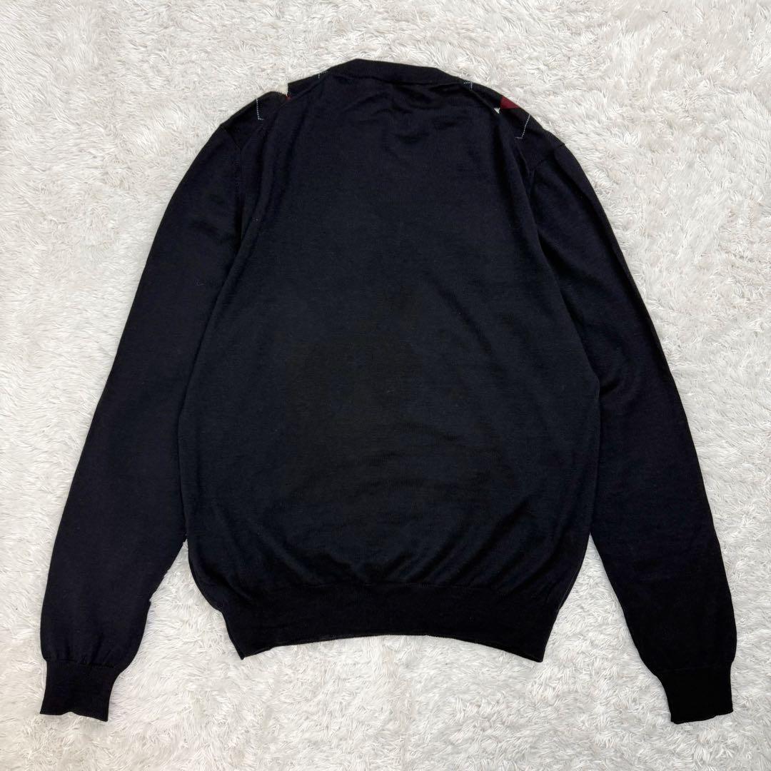 394【美品・48サイズ】プラダ☆アーガイル柄Vネックニット セーター 市川隼基