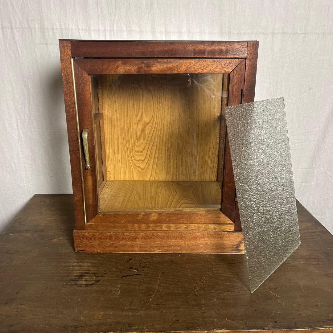 古道具ビンテージ品◾️木製フレーム×3面ガラス ディスプレイケース 飾り棚