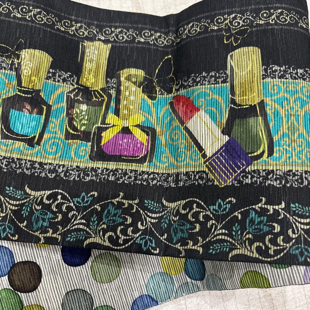 おしゃれ！　最終価格　半幅帯　正絹　ブランド　召しませ花 nail polish