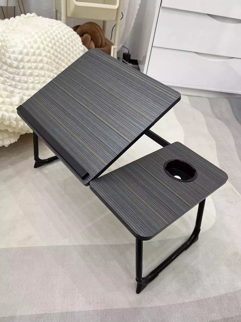 モダン座卓 調整可能 天板 ドリンクホルダー付き