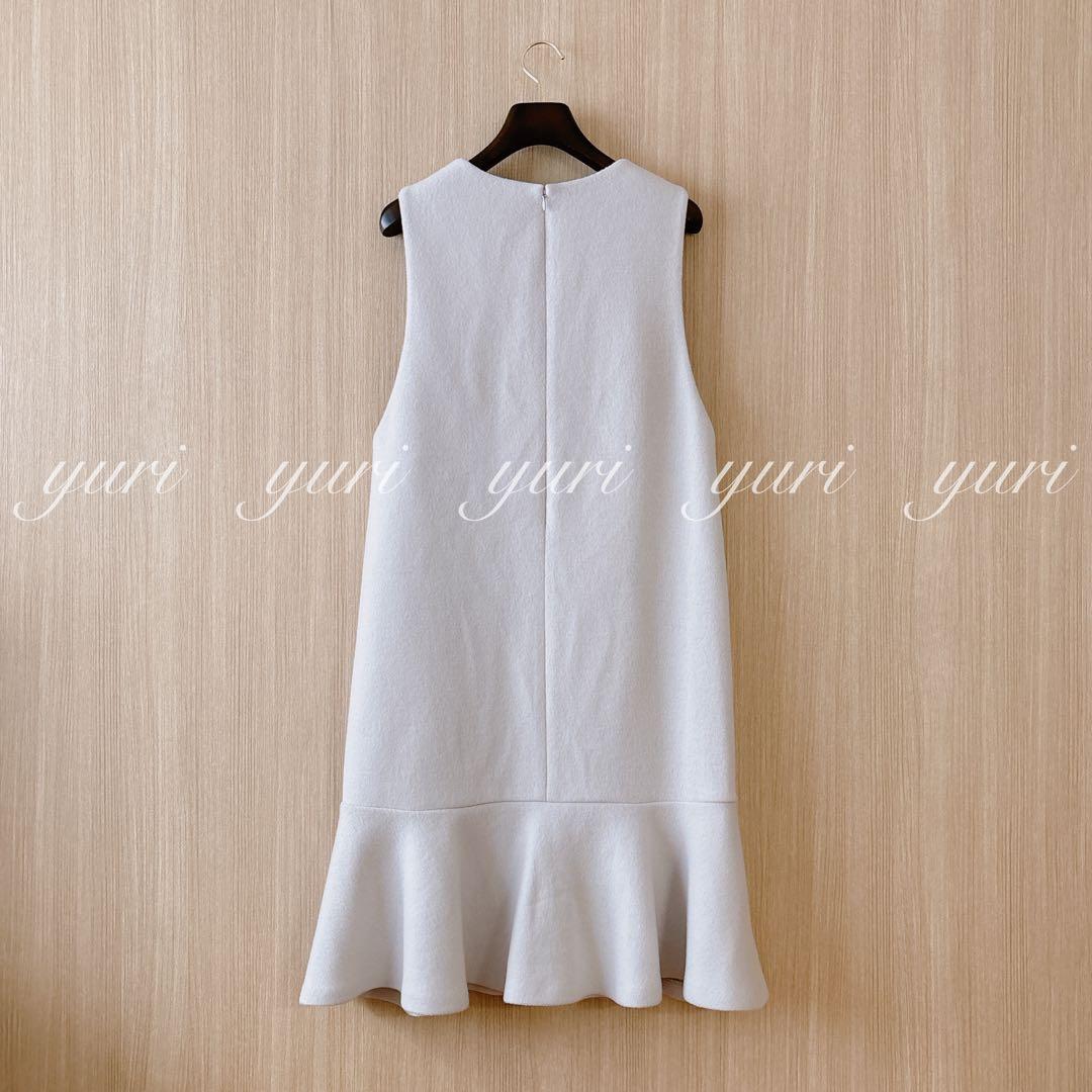 【1255】アナイ　ラッフルヘムジャンパースカート　36 ライトグレー