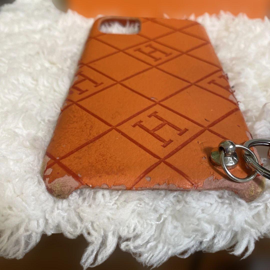 HERMES オレンジ レザー iPhone11pro maxケース