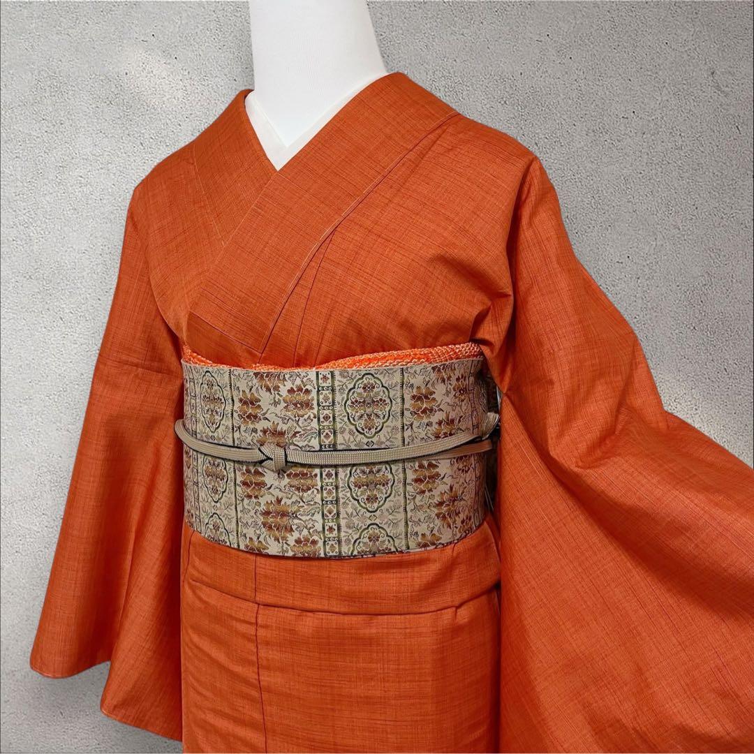 sy258 正絹 色紬 結城紬 ４点フルセット 身丈157裄丈66