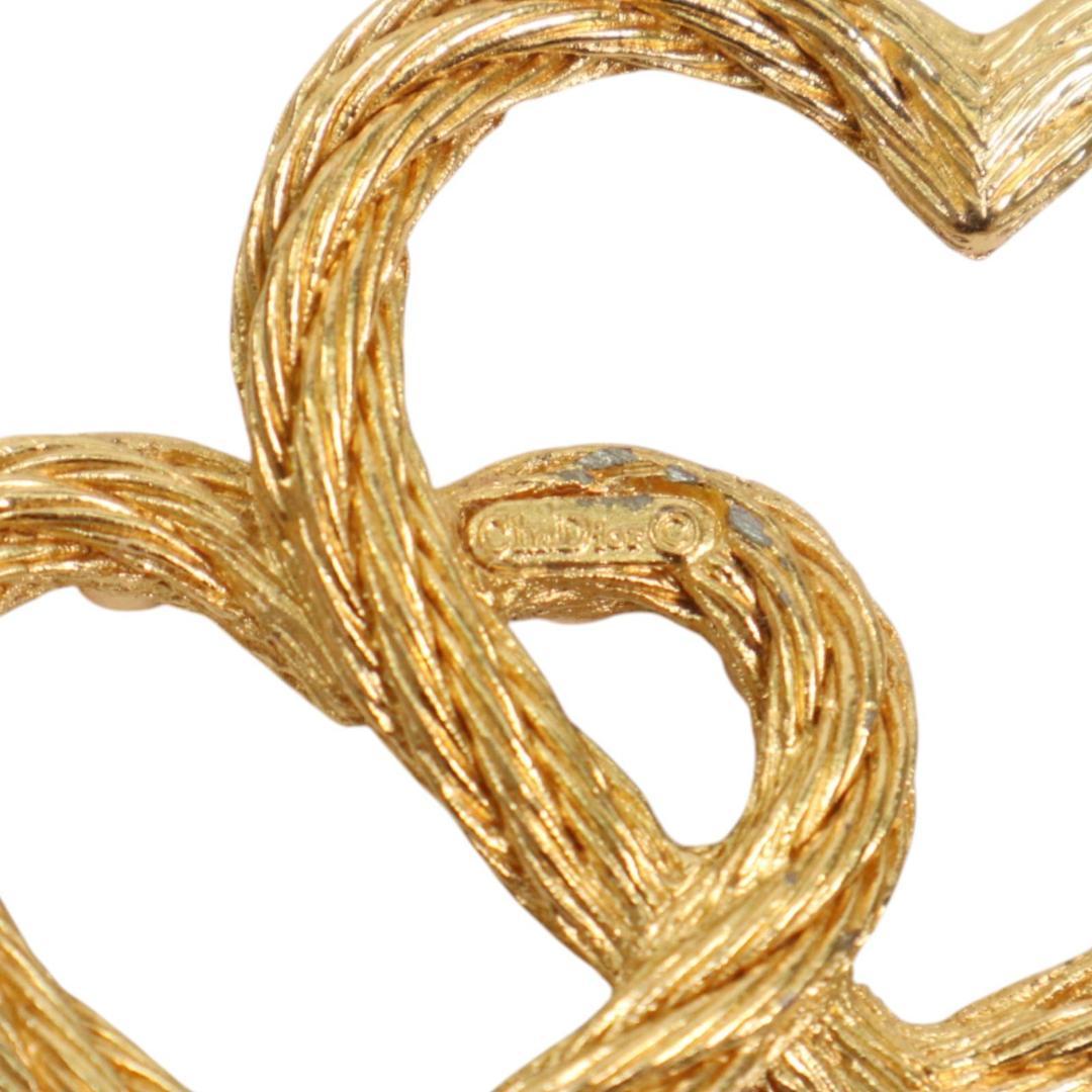 クリスチャンディオール　ダブルハート　ブローチ ゴールド　ラインストーン