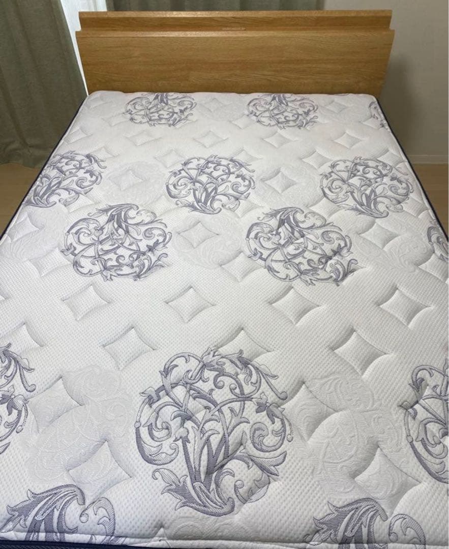 都内配送相談)木製ダブルベッドフレーム＆マットレス 引き出付(解体・受取値下げ！