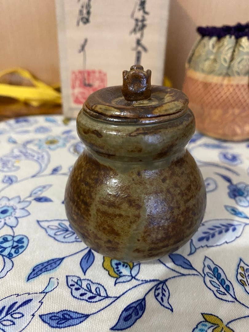 ¥42,800からお値下中　茶道具　人間国宝　李殷九 　高麗柿天目茶入